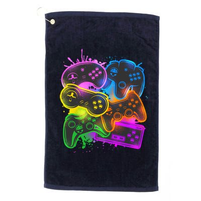 Cool Retro Neon Graffiti Video Game Controllers Platinum Collection Golf Towel