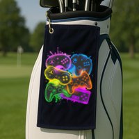 Cool Retro Neon Graffiti Video Game Controllers Golf Towel