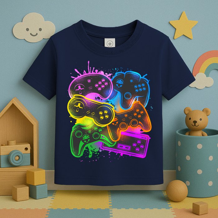Cool Retro Neon Graffiti Video Game Controllers Toddler T-Shirt