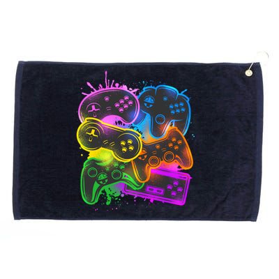 Cool Retro Neon Graffiti Video Game Controllers Grommeted Golf Towel