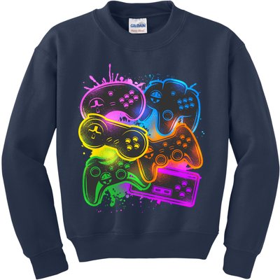 Cool Retro Neon Graffiti Video Game Controllers Kids Sweatshirt