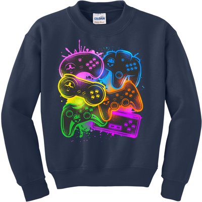 Cool Retro Neon Graffiti Video Game Controllers Kids Sweatshirt