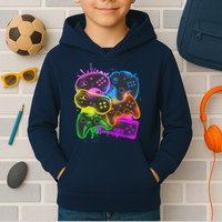 Cool Retro Neon Graffiti Video Game Controllers Kids Hoodie
