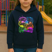 Cool Retro Neon Graffiti Video Game Controllers Kids Hoodie