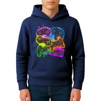 Cool Retro Neon Graffiti Video Game Controllers Kids Hoodie