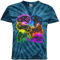 Cool Retro Neon Graffiti Video Game Controllers Kids Tie-Dye T-Shirt