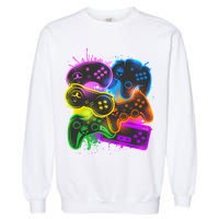 Cool Retro Neon Graffiti Video Game Controllers Garment-Dyed Sweatshirt