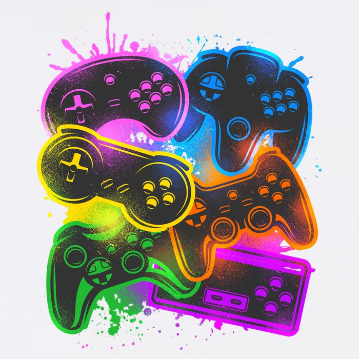 Cool Retro Neon Graffiti Video Game Controllers Garment-Dyed Sweatshirt
