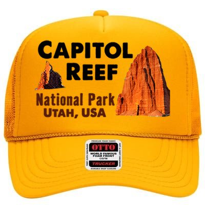 Capitol Reef National Park Travel Utah Usa Earth Explorer Funny Gift High Crown Mesh Back Trucker Hat