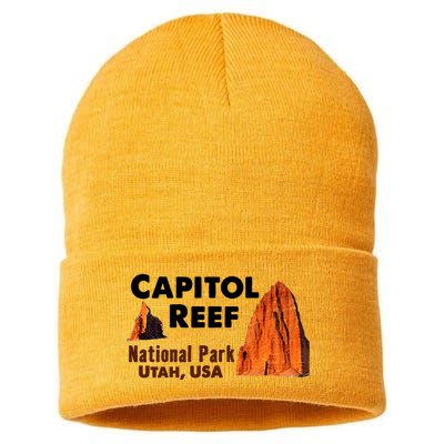 Capitol Reef National Park Travel Utah Usa Earth Explorer Funny Gift Sustainable Knit Beanie