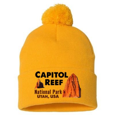 Capitol Reef National Park Travel Utah Usa Earth Explorer Funny Gift Pom Pom 12in Knit Beanie