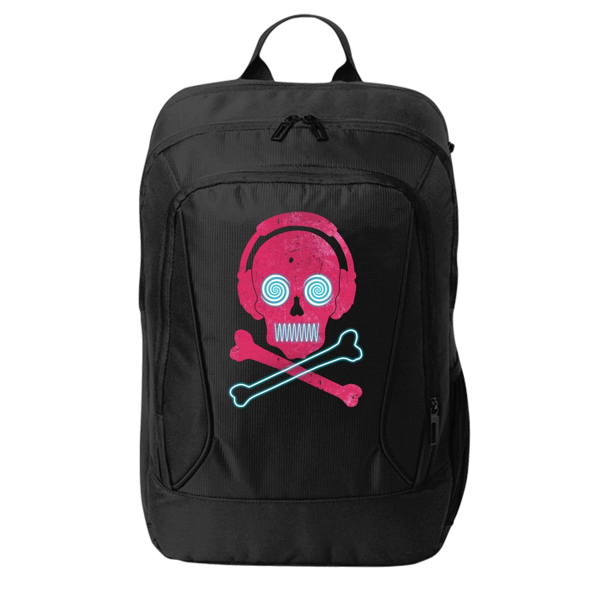 Cool Retro Neon Headphones Skull Music Lover City Backpack