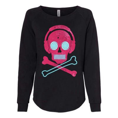 Cool Retro Neon Headphones Skull Music Lover Womens California Wash Sweatshirt