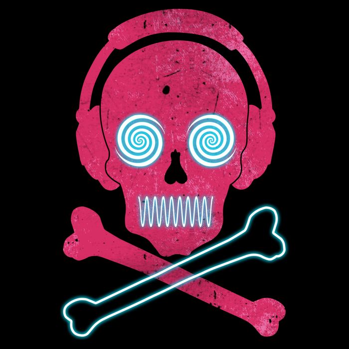 Cool Retro Neon Headphones Skull Music Lover Baby Bodysuit