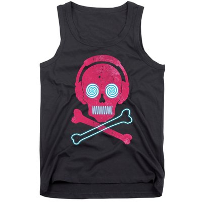 Cool Retro Neon Headphones Skull Music Lover Tank Top