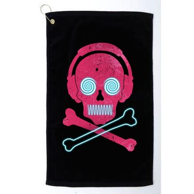 Cool Retro Neon Headphones Skull Music Lover Golf Towel