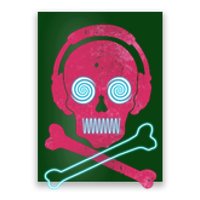 Cool Retro Neon Headphones Skull Music Lover Poster