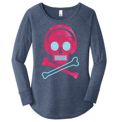 Cool Retro Neon Headphones Skull Music Lover Women's Perfect Tri Tunic Long Sleeve Shirt