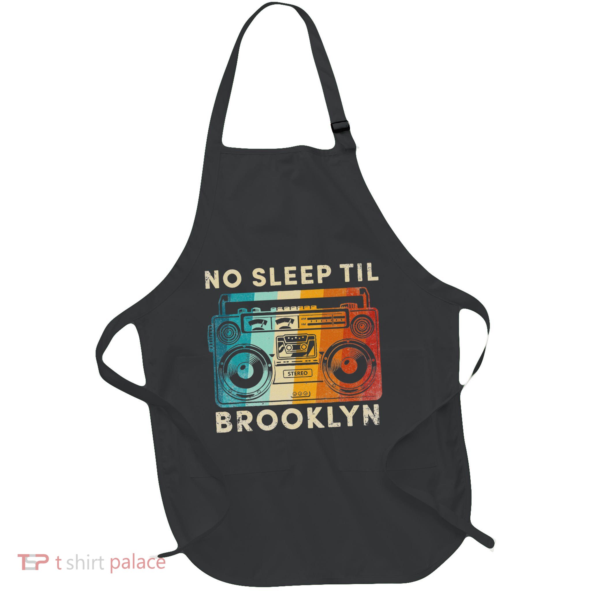 Cool Retro No Sleep Til Brooklyn Old School Portable Stereo Full-Length Apron With Pockets
