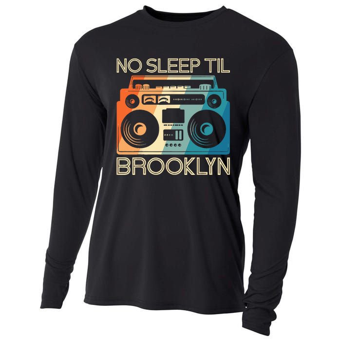 Cool Retro No Sleep Til Brooklyn Old School Portable Stereo Cooling Performance Long Sleeve Crew