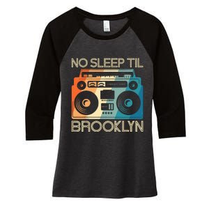 Cool Retro No Sleep Til Brooklyn Old School Portable Stereo Women's Tri-Blend 3/4-Sleeve Raglan Shirt