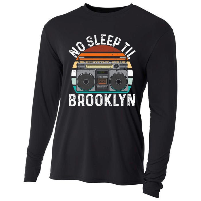 Cool Retro No Sleep Til Brooklyn Old School Portable Stereo Cooling Performance Long Sleeve Crew