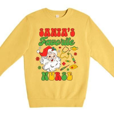 Christmas Rn Nurse Xmas Vibes Nursing SantaS Favorite Nurse Gift Premium Crewneck Sweatshirt