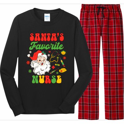 Christmas Rn Nurse Xmas Vibes Nursing SantaS Favorite Nurse Gift Long Sleeve Pajama Set