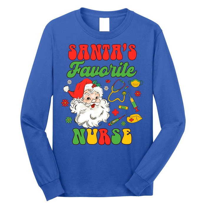 Christmas Rn Nurse Xmas Vibes Nursing SantaS Favorite Nurse Gift Long Sleeve Shirt