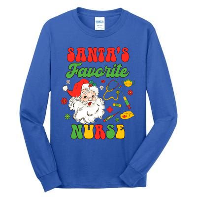 Christmas Rn Nurse Xmas Vibes Nursing SantaS Favorite Nurse Gift Tall Long Sleeve T-Shirt