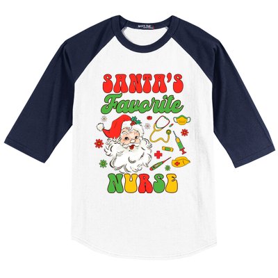 Christmas Rn Nurse Xmas Vibes Nursing SantaS Favorite Nurse Gift Baseball Sleeve Shirt