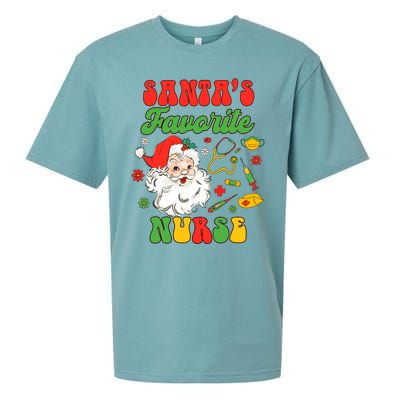 Christmas Rn Nurse Xmas Vibes Nursing SantaS Favorite Nurse Gift Sueded Cloud Jersey T-Shirt