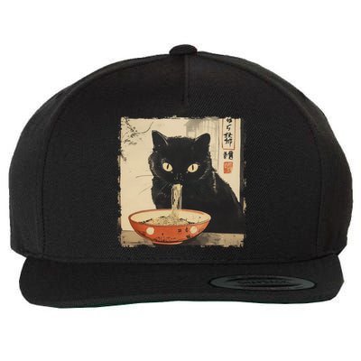 Cat Ramen Noodle Japanese Art Anime Manga Kawaii Cat Gift Wool Snapback Cap