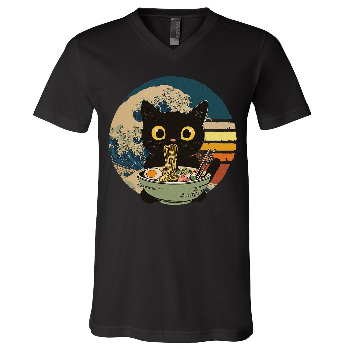 Cat Ramen Noodles Cat Japanese Kawaii Cat Japan Anime Cat V-Neck T-Shirt
