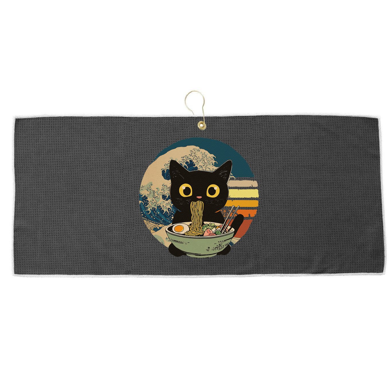 Cat Ramen Noodles Cat Japanese Kawaii Cat Japan Anime Cat Large Microfiber Waffle Golf Towel