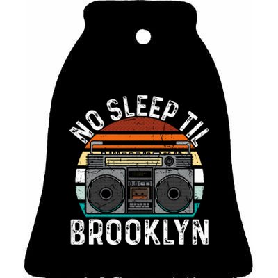 Cool Retro No Sleep Til Brooklyn Old School Portable Stereo Ceramic Bell Ornament