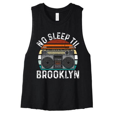 Cool Retro No Sleep Til Brooklyn Old School Portable Stereo Women's Racerback Cropped Tank