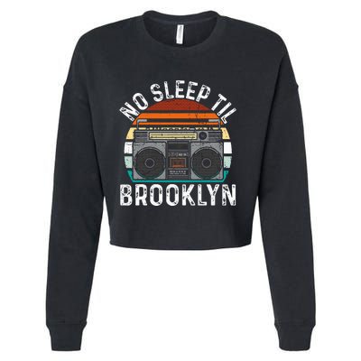 Cool Retro No Sleep Til Brooklyn Old School Portable Stereo Cropped Pullover Crew