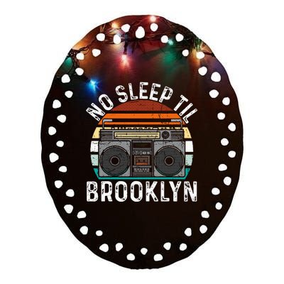 Cool Retro No Sleep Til Brooklyn Old School Portable Stereo Ceramic Oval Ornament