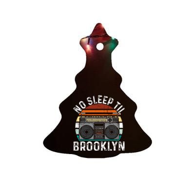 Cool Retro No Sleep Til Brooklyn Old School Portable Stereo Ceramic Tree Ornament