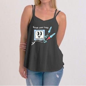 Cute Retro Nurse Scrub Your Hub Funny Peds ER Icu Rn Student Women's Strappy Tank