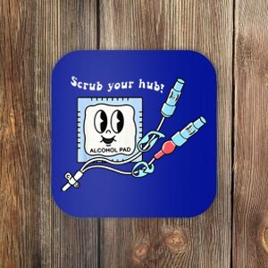 Cute Retro Nurse Scrub Your Hub Funny Peds ER Icu Rn Student Coaster