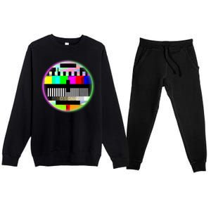 Cool Retro No Tv Signal Premium Crewneck Sweatsuit Set