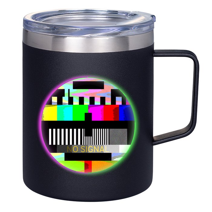 Cool Retro No Tv Signal 12oz Stainless Steel Coffee Mug