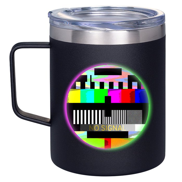 Cool Retro No Tv Signal 12oz Stainless Steel Coffee Mug