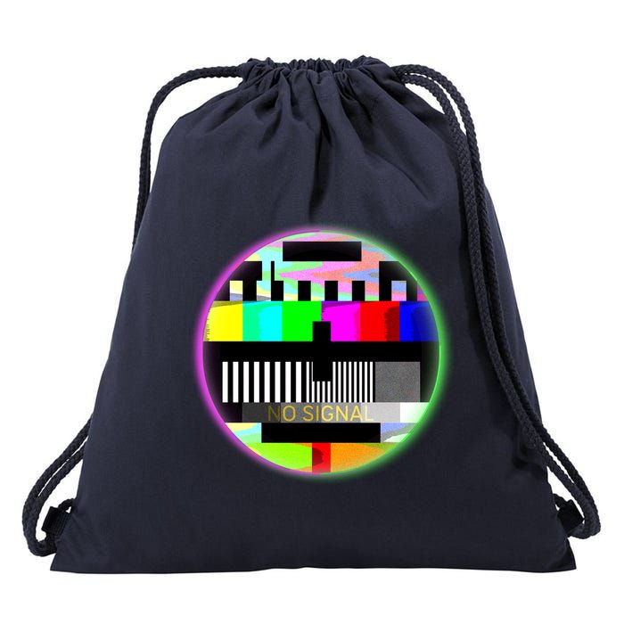 Cool Retro No Tv Signal Drawstring Bag