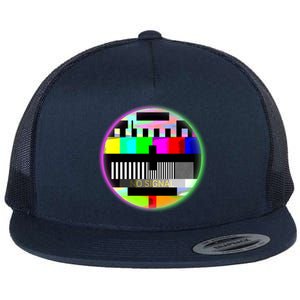 Cool Retro No Tv Signal Flat Bill Trucker Hat