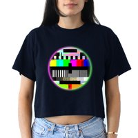 Cool Retro No Tv Signal Crop Top