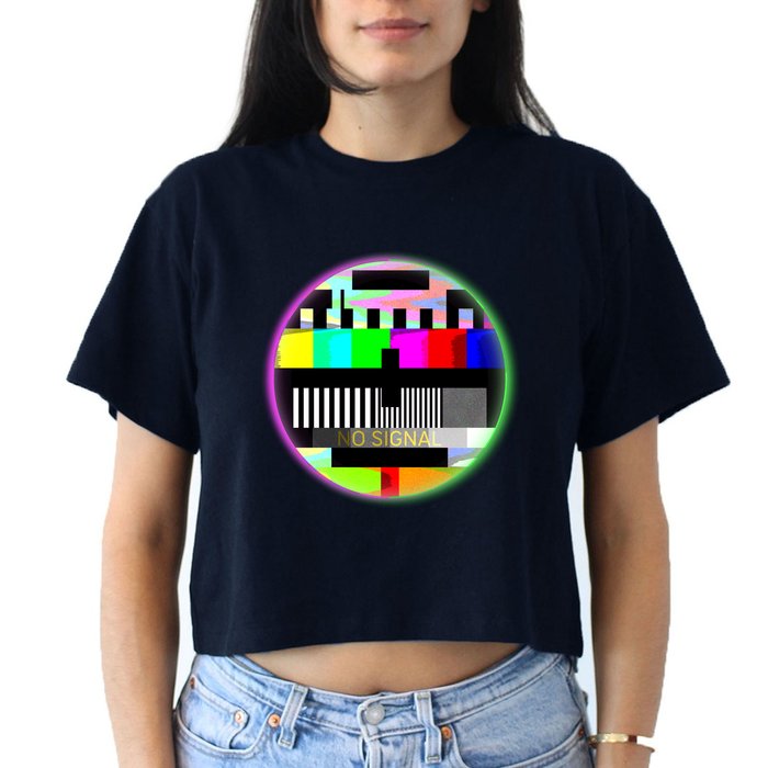 Cool Retro No Tv Signal Crop Top