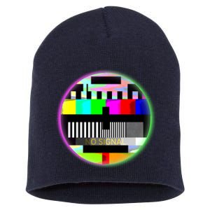 Cool Retro No Tv Signal Short Acrylic Beanie